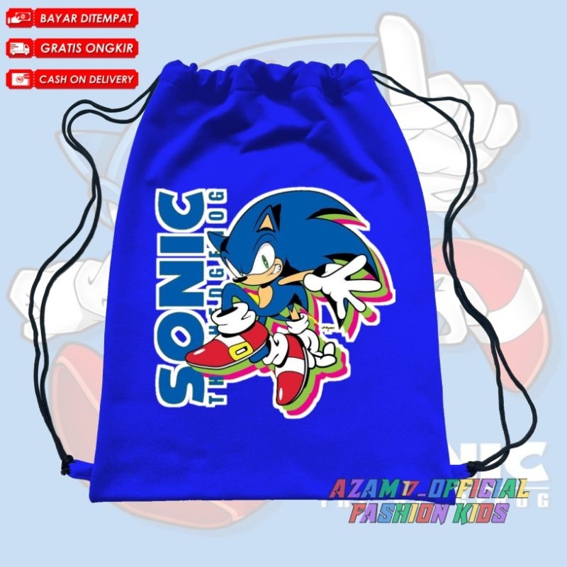 Tas Serut String Bag Anak Sonic The Hedgehog Free Nama / Tas Ransel Serut Anak Sonic The Hedgehog