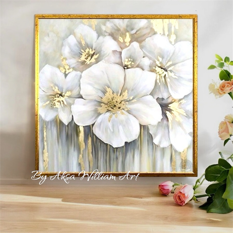 

lukisan bunga aesthetic modern gold