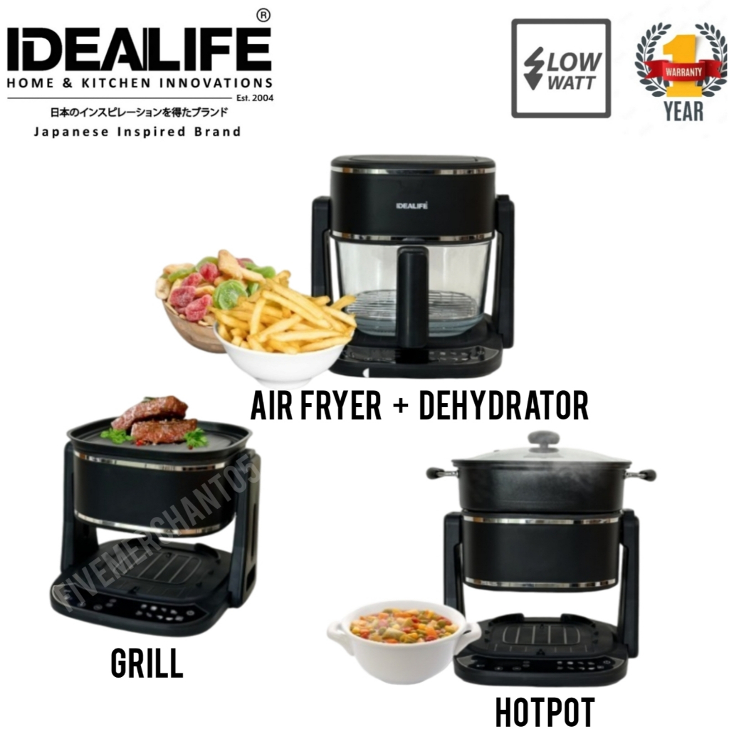 Air Fryer Idealife IL 200C 3 in 1 4,5 Liter Grill Hot Pot Dehydrator Penggoreng Tanpa Minyak Alat Ma