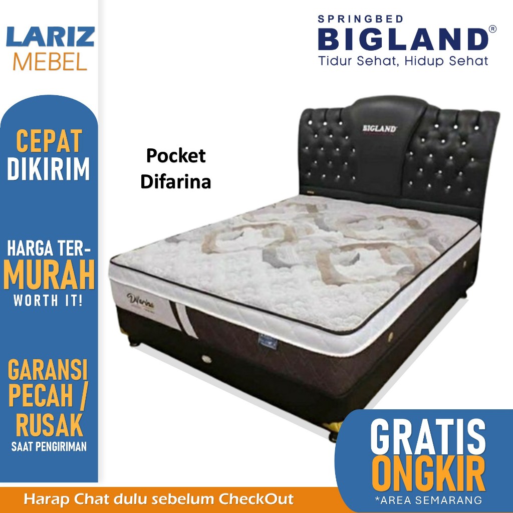 [Promo] Kasur Springbed Bigland pocket difarina toko lariz mebel Semarang MURAH