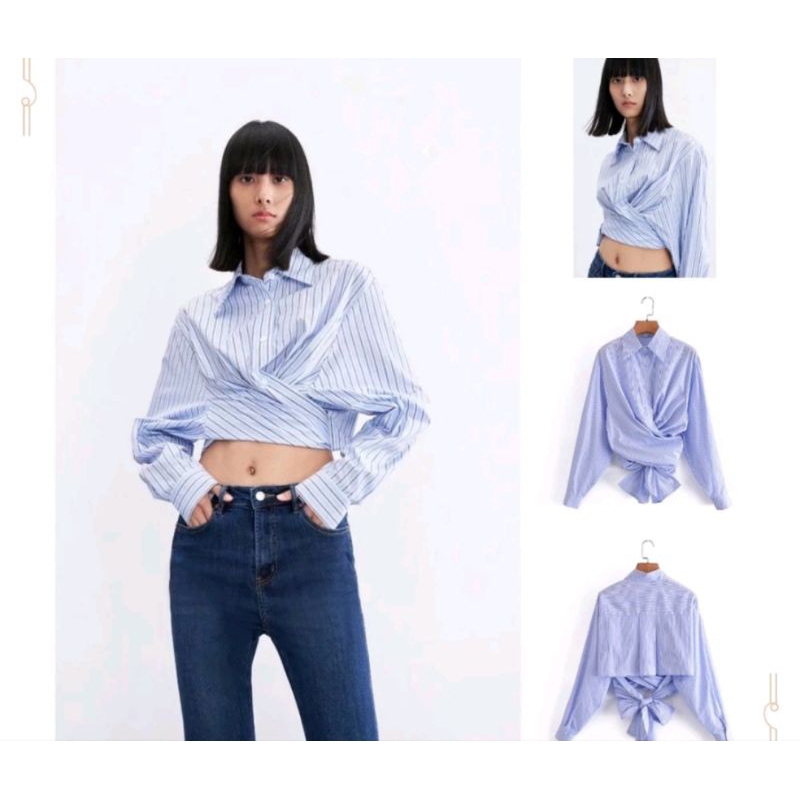 crop top baju kemeja wanita import big size jumbo kemeja crop top fashion murah premium jumbo size