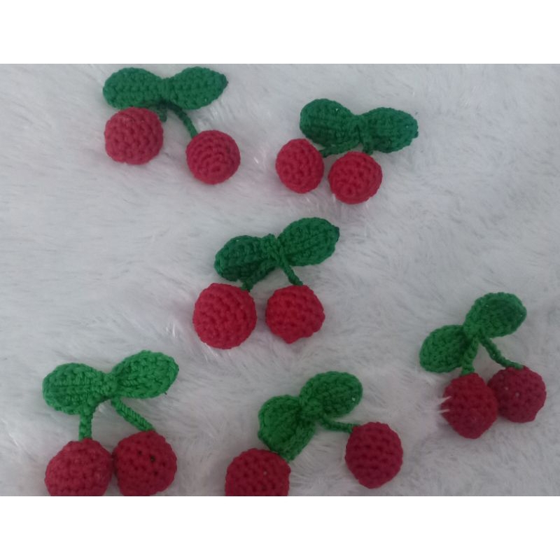 Cherry rajut 3D aplikasi rajut aplikasi tempel