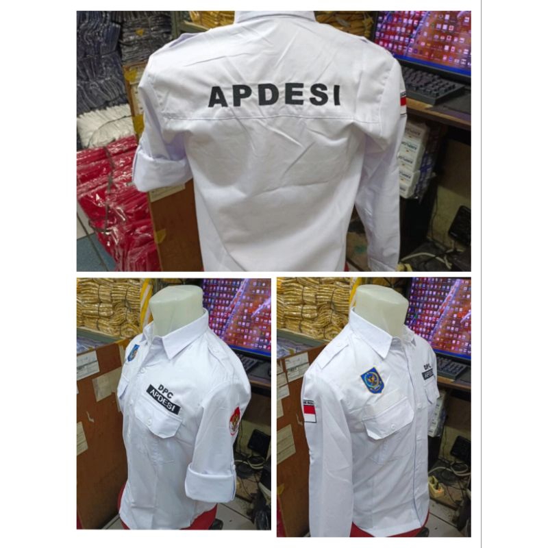 KEMEJA DPC APDESI #SERAGAM KERJA APDESI #BAJU KEMEJA APDESI ATRIBUT BORDIR