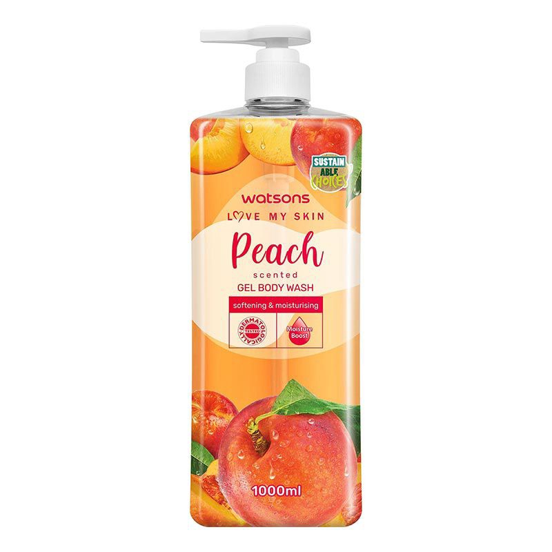 Watsons Peach Scented Gel Body Wash 1000ml / 1 liter sabun mandi cair watson