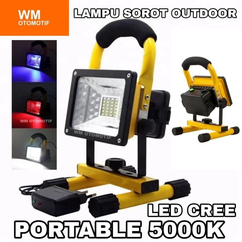 Lampu Outdoor Sorot Tembak Bright Cree LED Portable 30W Flood Light 5000K Waterproof Senter USB Char