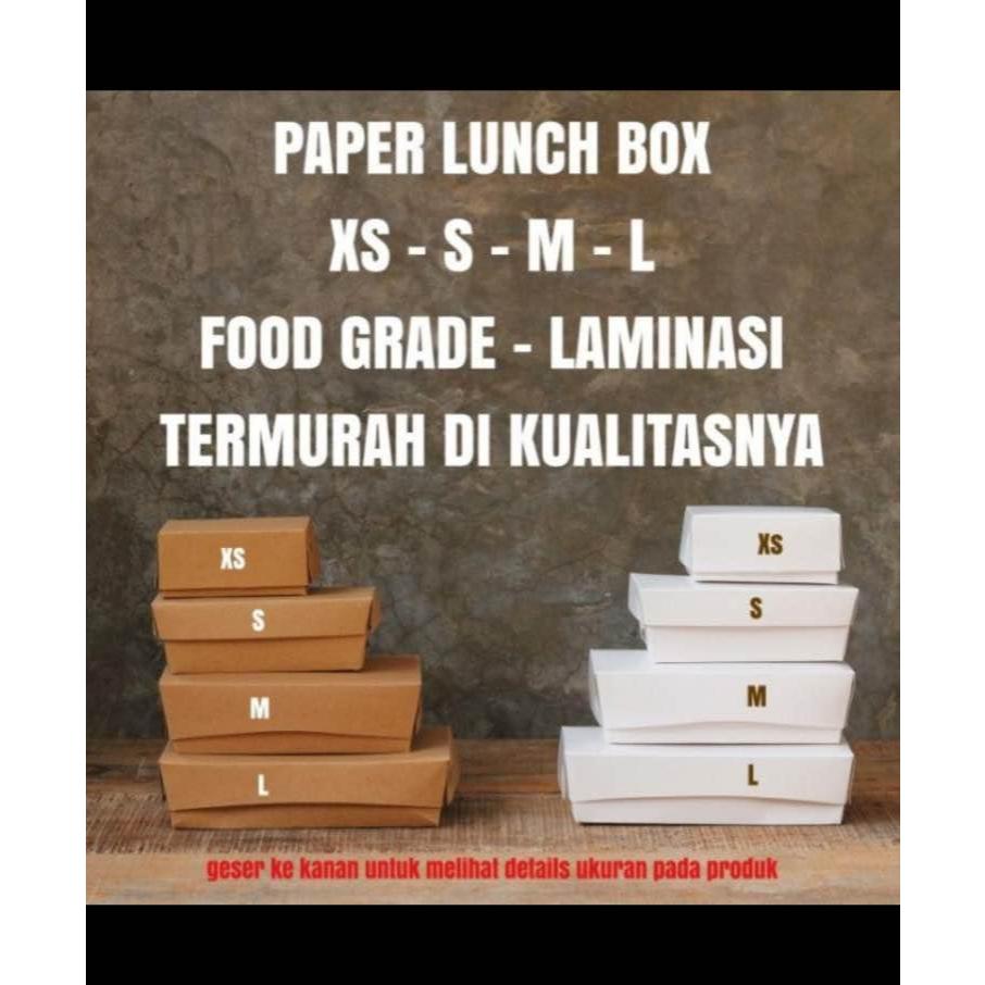 LUNCH BOX PAPER BOX MAKANAN KOTAK NASI UKURAN M KERTAS KRAFT COKLAT LAMINASI TEBAL 290gsm