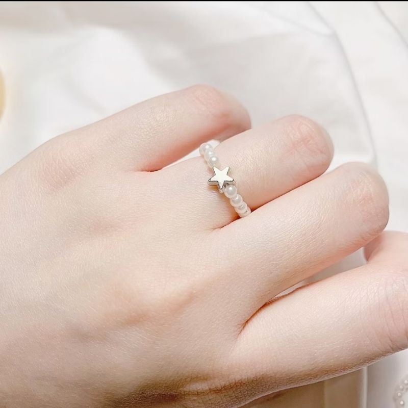 cincin star/cincin mutiara/cincin bintang kecil/aksesoris cincin wanita