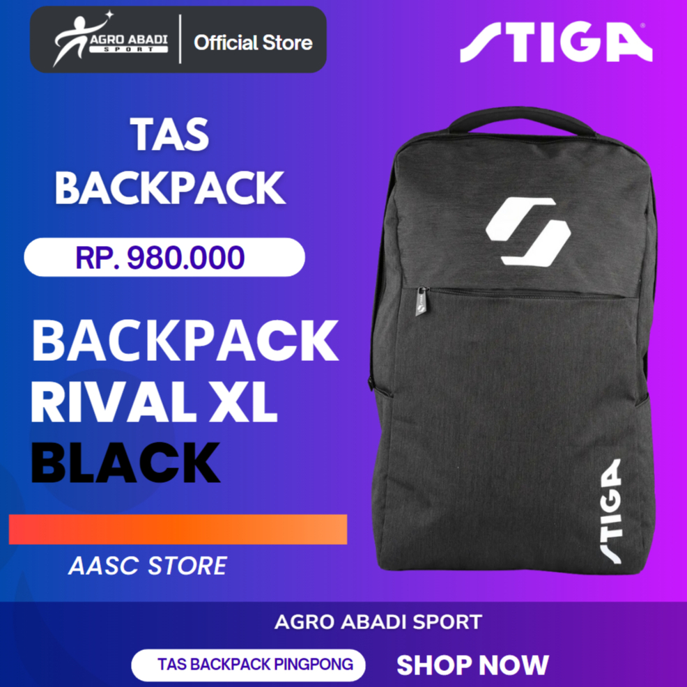 Tas Ransel Pingpong Sporty Original - STIGA Backpack ECO RIVAL Black