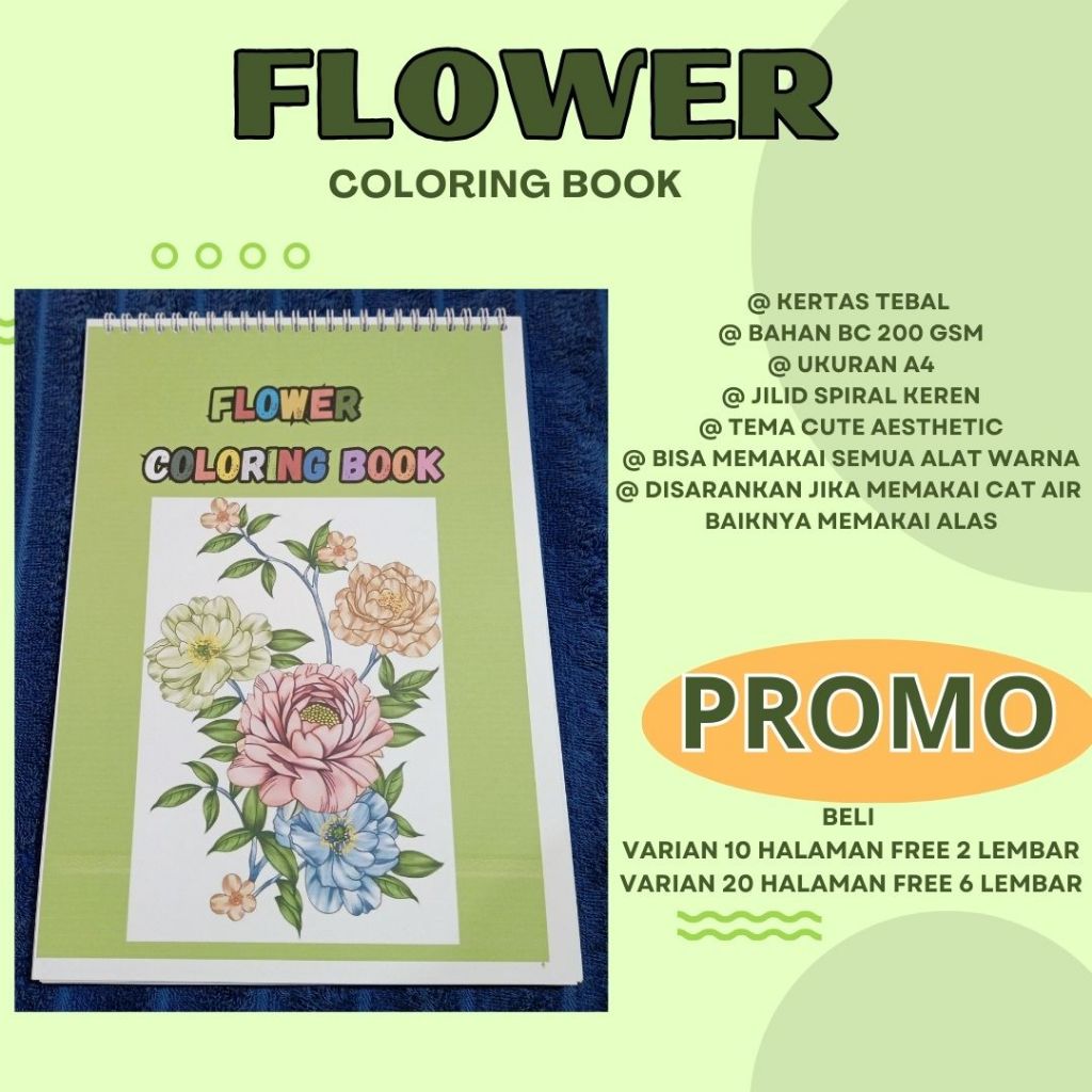 

FLOWER Coloring Book Buku Mewarnai Tema Bunga Cantik Anak Remaja Dewasa Aesthetic Kertas Tebal