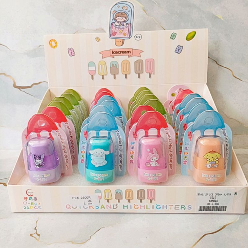 

QUICSAND HIGHLIGHTERS STABILO ICE CREAM KARAKTER SANRIO BENTUK LUCU