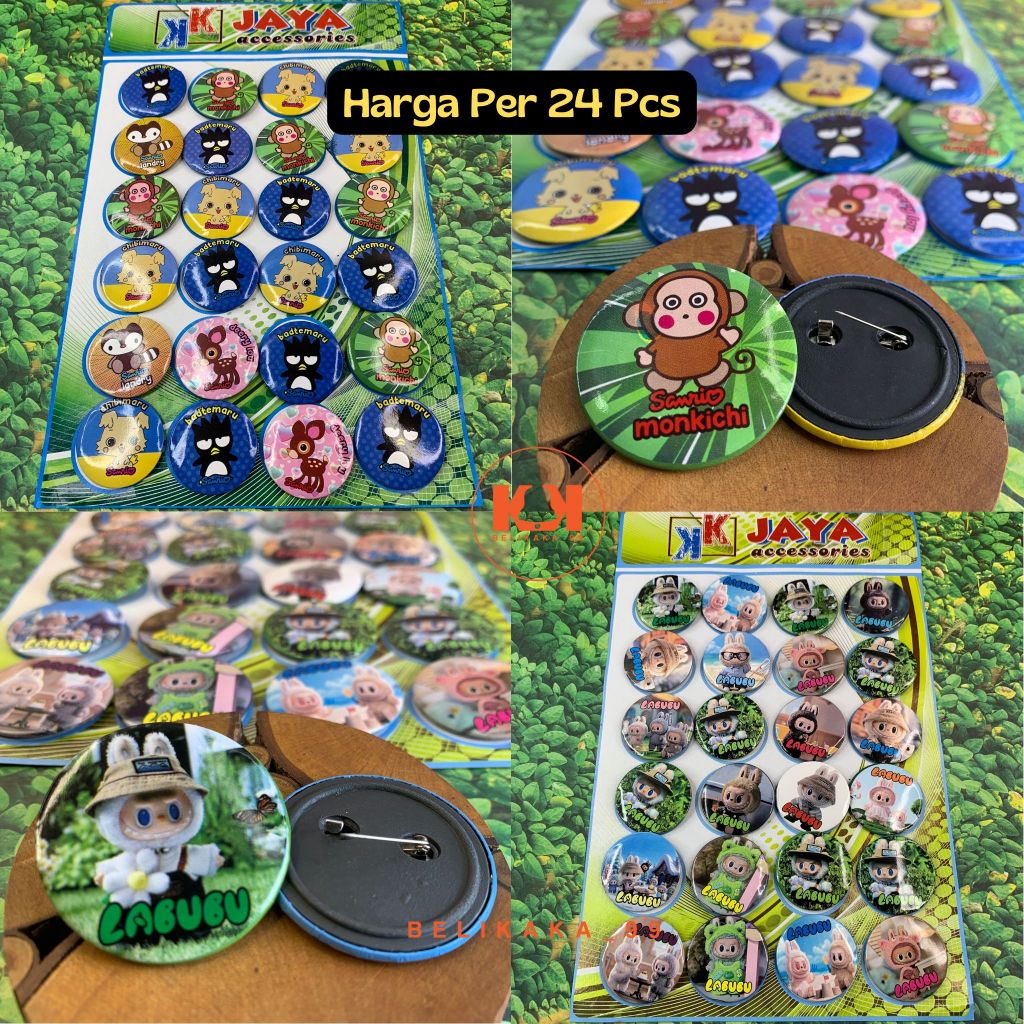 (24 PCS) PIN BROS KARAKTER LABUBU DAN SANRIO / PENITI BROS LABUBU SANRIO / BROS KARTUN LABUBU SANRIO
