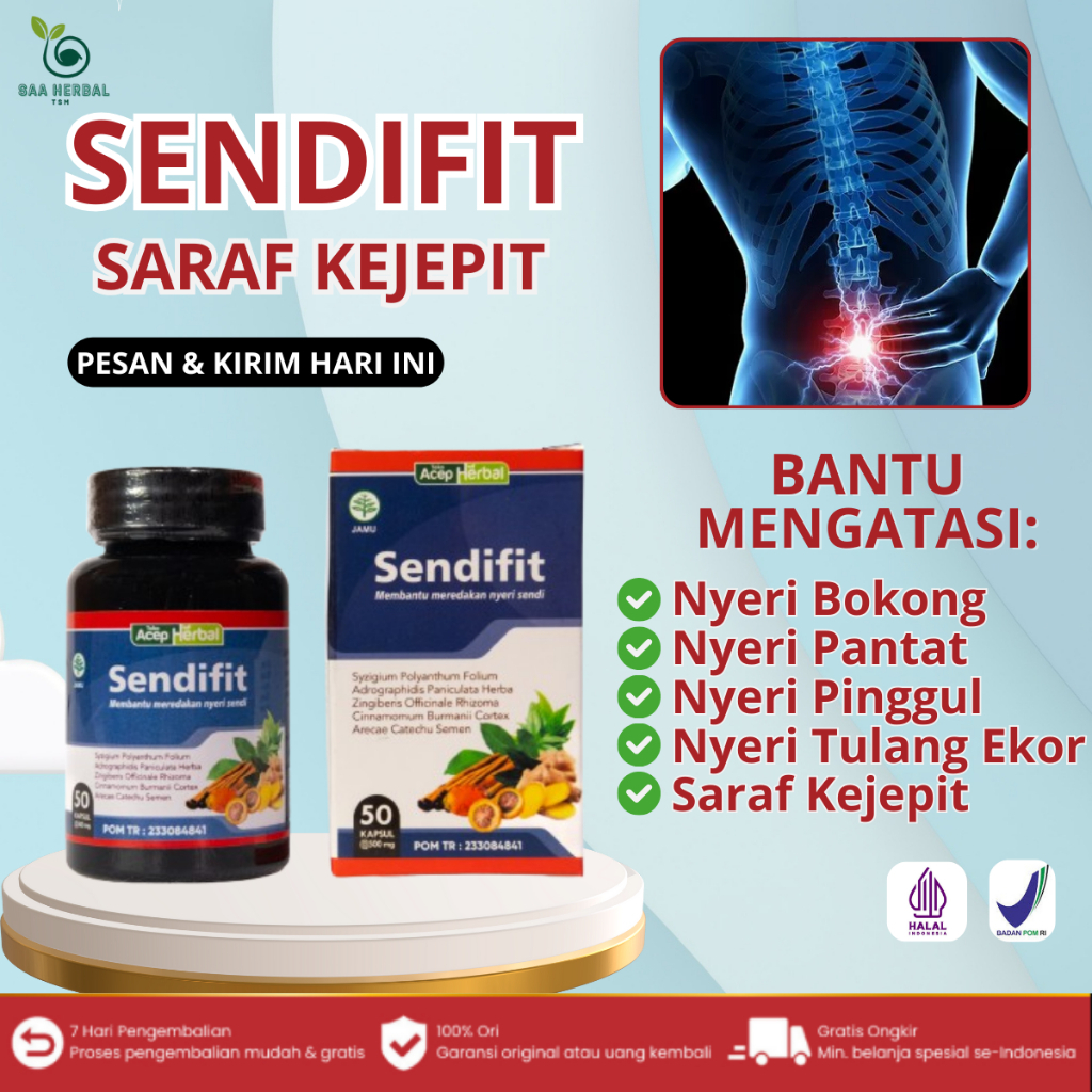 Obat Saraf Kejepit, Sakit Bokong, Nyeri Pantat, Nyeri Pinggul, Nyeri Tulang Ekor SENDIFIT BPOM