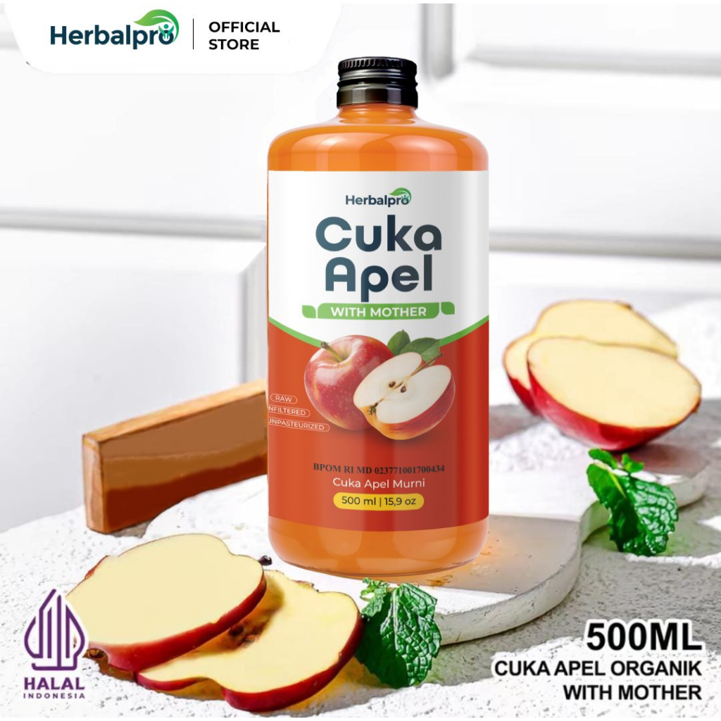 

CUKA APEL ORIGINAL ORGANIK 500ML / APPLE CIDER VINEGAR WITH MOTHER/ CUKA SARI APEL / BRAGG HERBALPRO