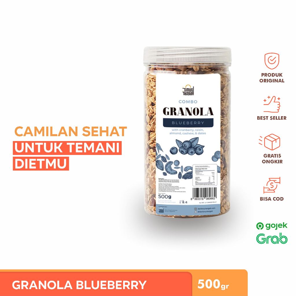 

TIMUR TENGAH Granola Blueberry / Makanan Sereal Sehat Rasa Bluberi 500gr