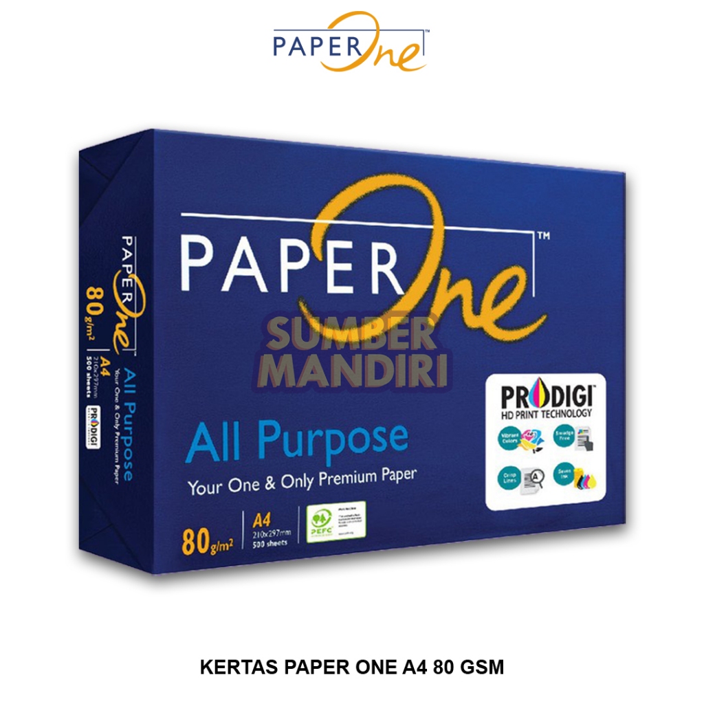 

Kertas HVS PAPER ONE A4 80 GSM Kertas Fotocopy [1 RIM]