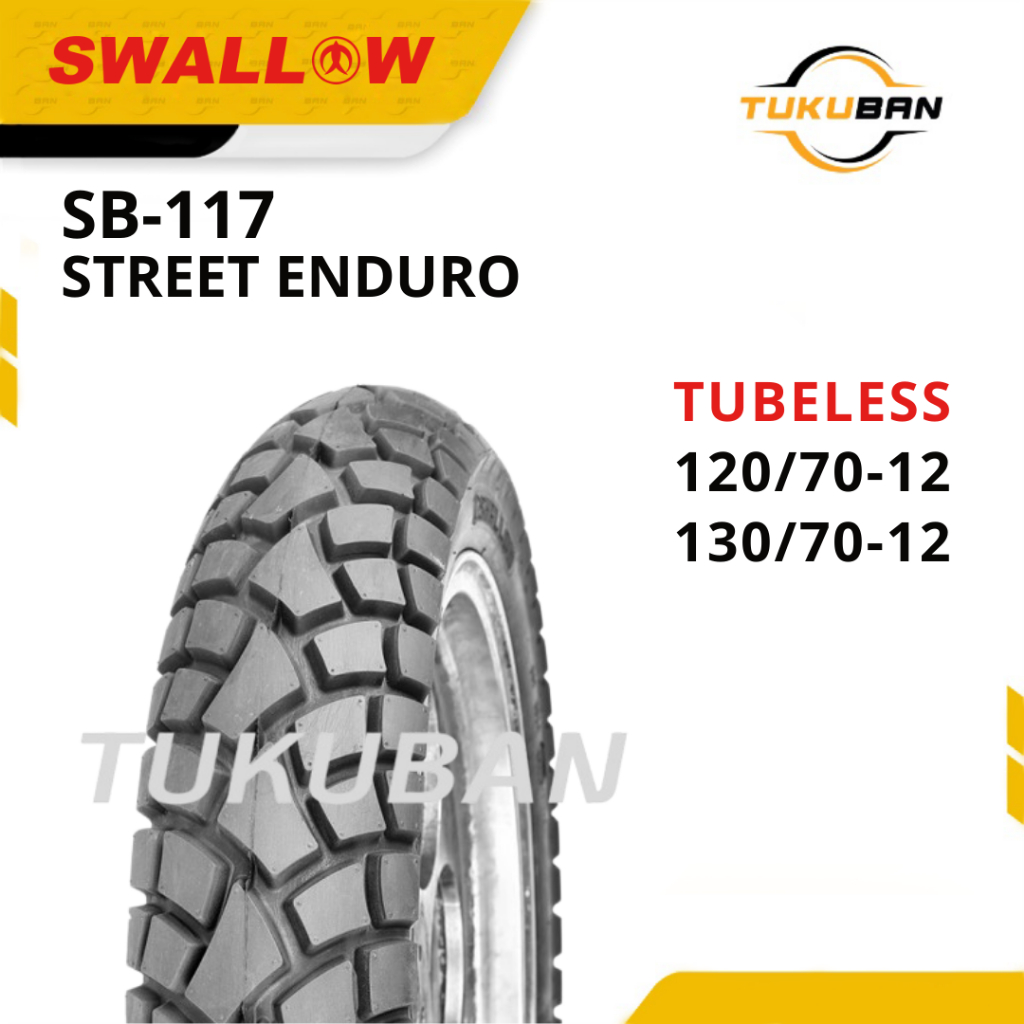 Ban Luar Motor Ring 12 Swallow SB-117 STREET ENDURO 120/70 130/70 Ring 12 Tubeless | scoopy | tubles