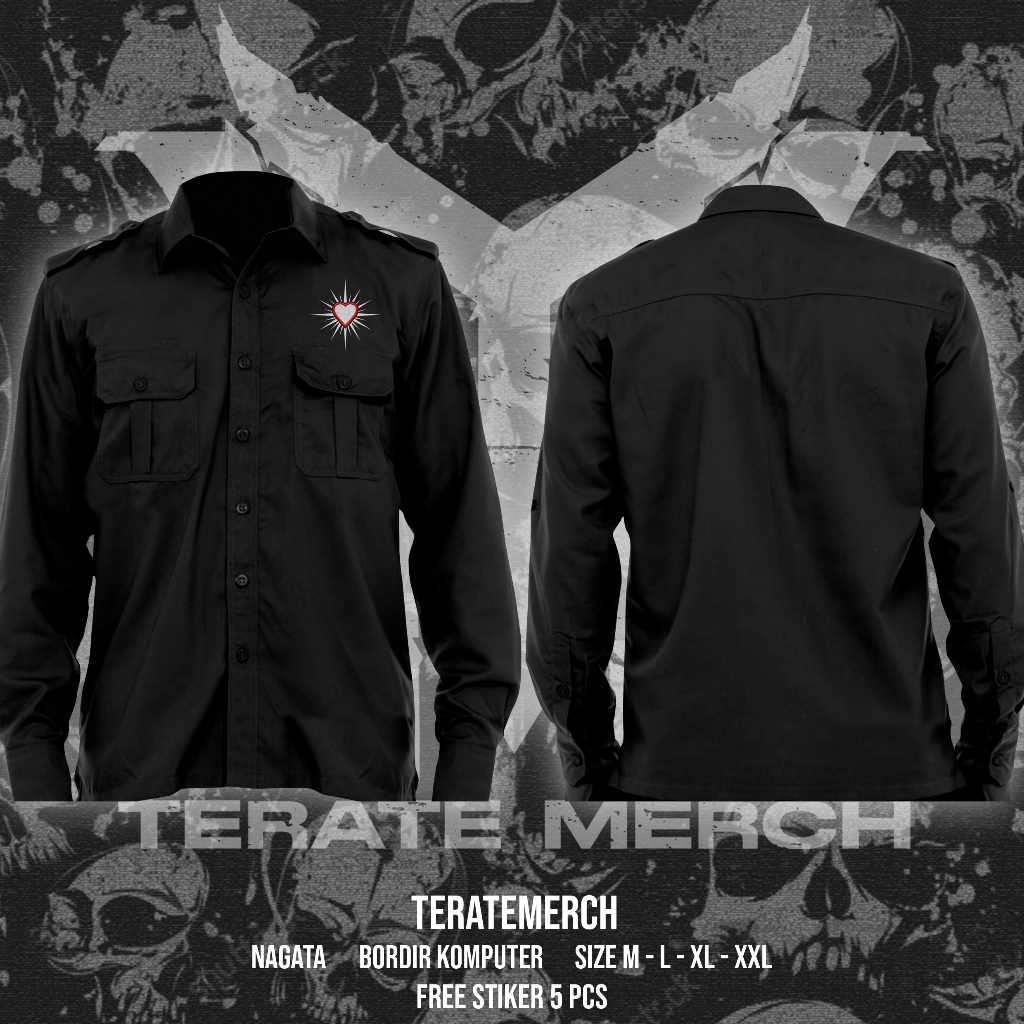 KEMEJA BORDIR PSHT TERATE EMAS LENGAN PANJANG • KEMEJA LENGAN PANJANG PSHT • KEMEJA BORDIR TERATE EM