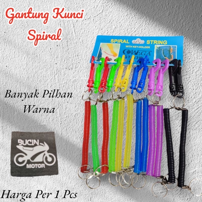 Gantungan Spiral Gantungan Kunci Motor Tali Spiral Karet atau Per Elastis