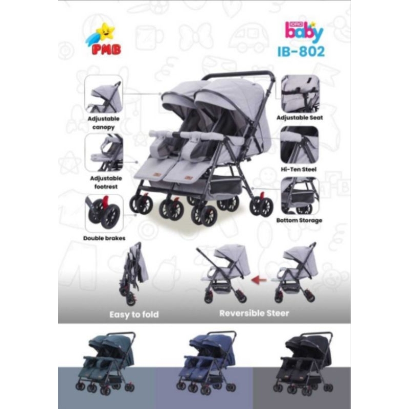 Stroller baby Kembar IORA baby IB-802 PMB