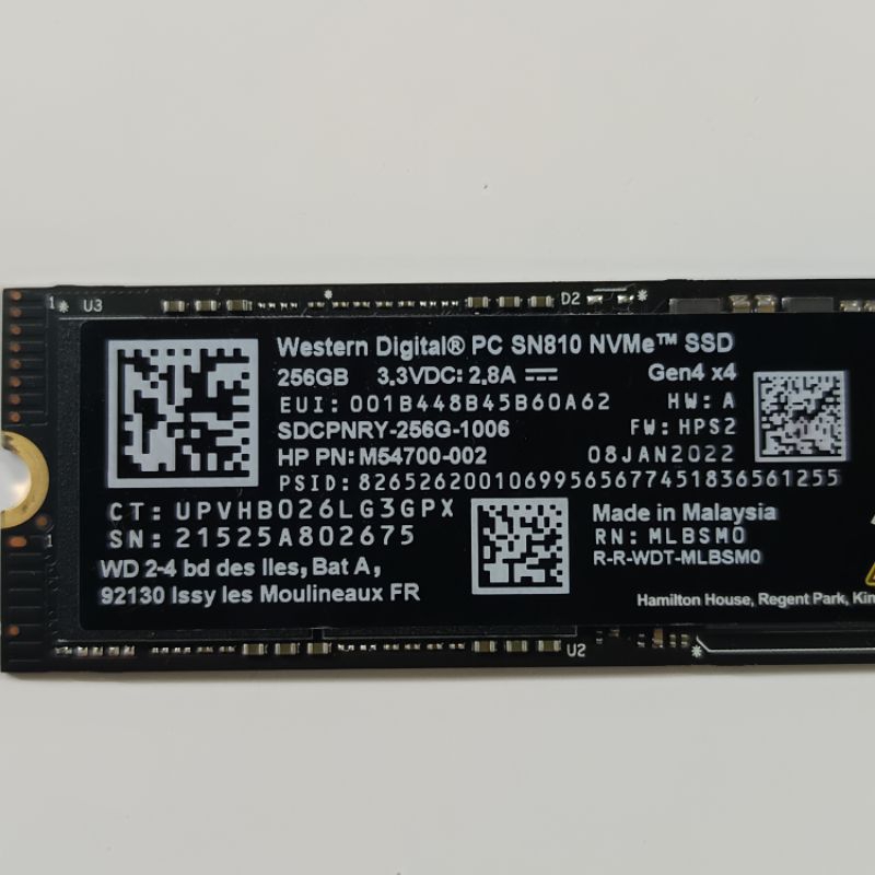 ssd m.2 nvme 256GB western digital sn740 sn810 gen4x4 original murah
