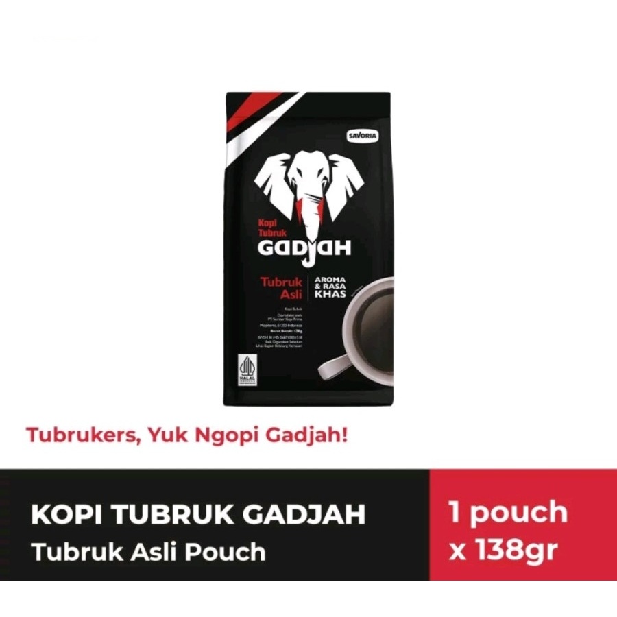 

KOPI TUBRUK GADJAH ASLI POUCH 138GR