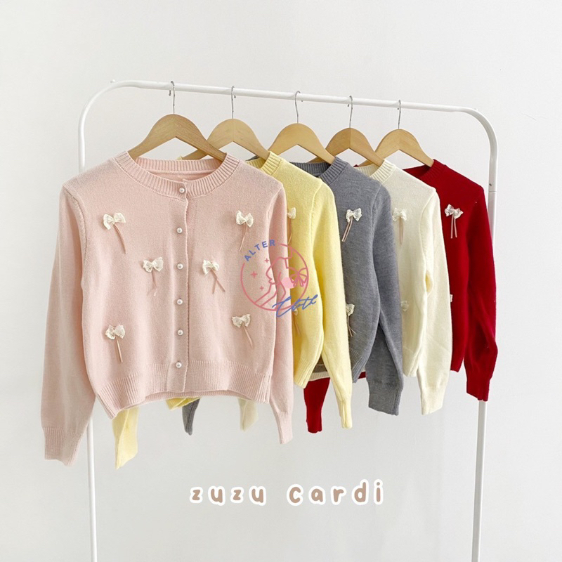 vii alter.cloth - ZUZU CARDI Atasan Wanita Lengan Panjang Longsleeve Kardigan Korea Motif Polos