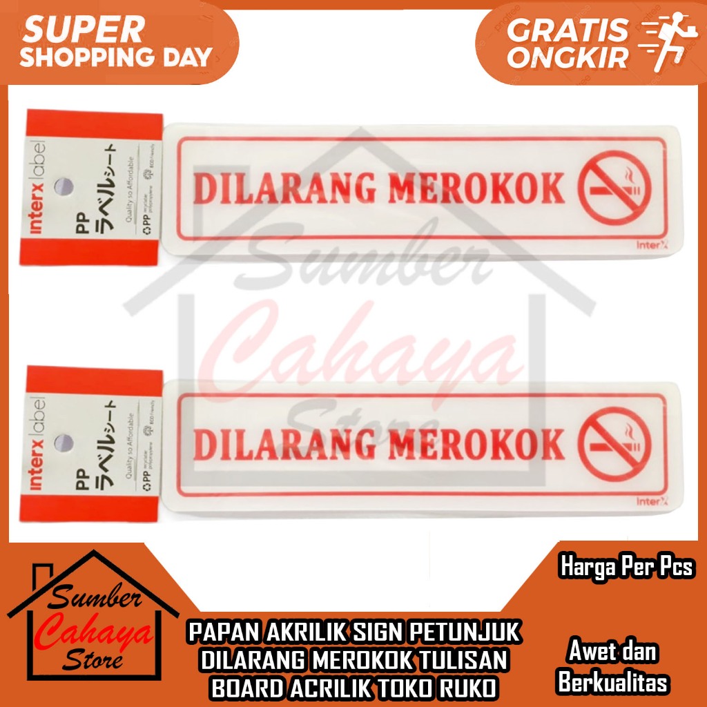 

Papan Akrilik Stiker Petunjuk Dilarang Merokok Sign Board Penanda Larangan Pintu Tulisan Ruangan Label Acrilyc Kuat Tempel Kaca Lengket Double Tape Gantung No Smoking Rumah Kantor Toko Restoran Gedung Publik Intern X Buka Tutup Pull ADL Warna Putih Susu