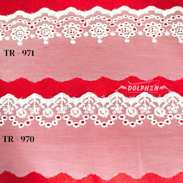 [Meteran-14] Renda Kaca / Organdi TR970 TR971 Lebar 7 cm Putih Hiasan Baju Wanita Craft Aksesoris