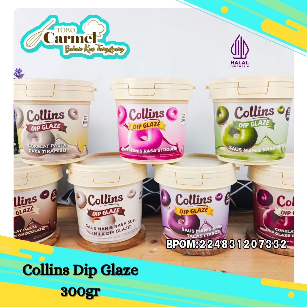 

Collins Dip Glaze 300gr - Dipping Glaze Donat / Topping Coklat Lumer Aneka Rasa