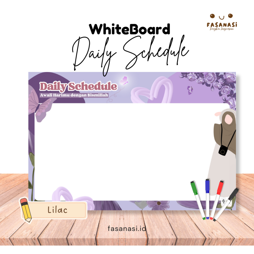 

Daily Schedule [ Lilac ] Whiteboard Art Cartoon A3+ Papan Tulis Free Spidol
