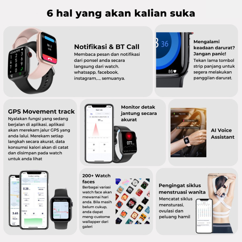 Vior [COD] Samsung SmartWatch 10 pro max Wanita tahan air Jam Pintar bluetooth olahraga Smart Watch