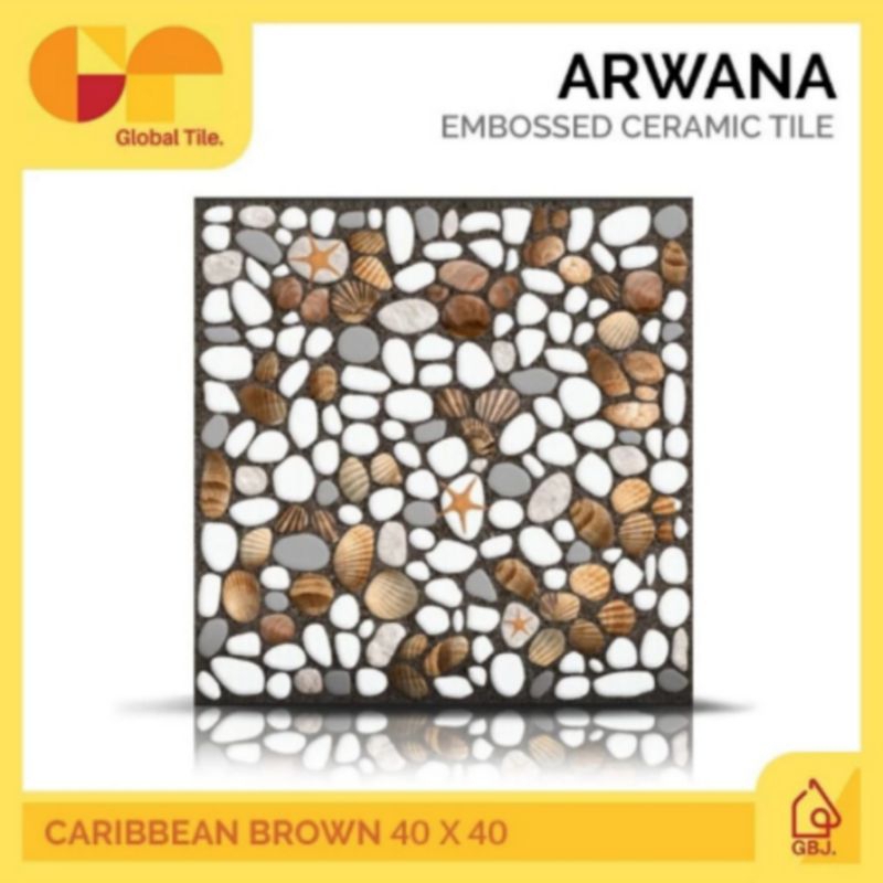 KERAMIK ARWANA 40 X 40 CARIBBEAN BROWN / KERAMIK LANTAI BATU ALAM