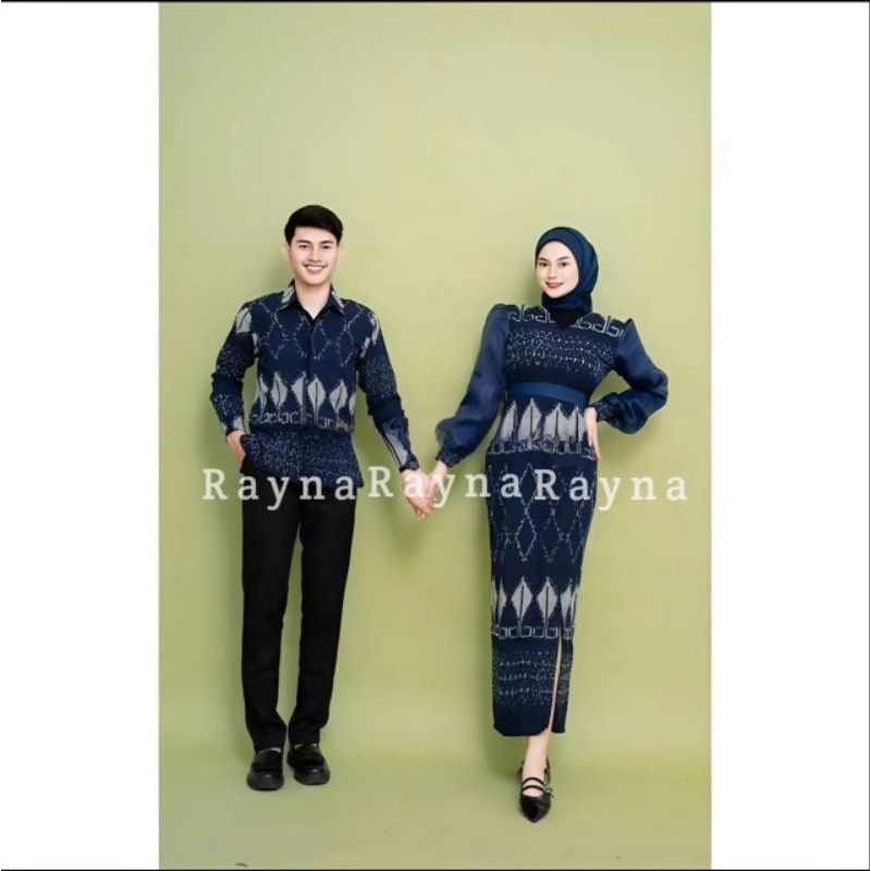SET PAKAIAN COUPLE TENUN KARTINI BAJU MUSLIM GAMIS KEMEJA TENUN DRES TENUN COUPLE PASANGAN PESTA BAJ