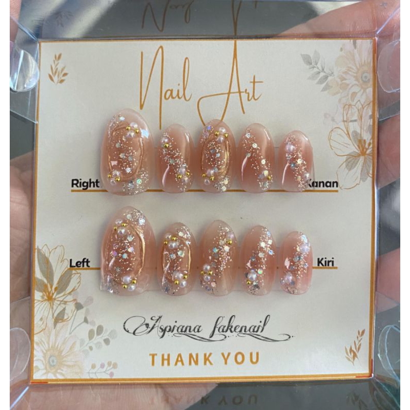Kuku Palsu / Fake Nail Nude Jelly Glitter