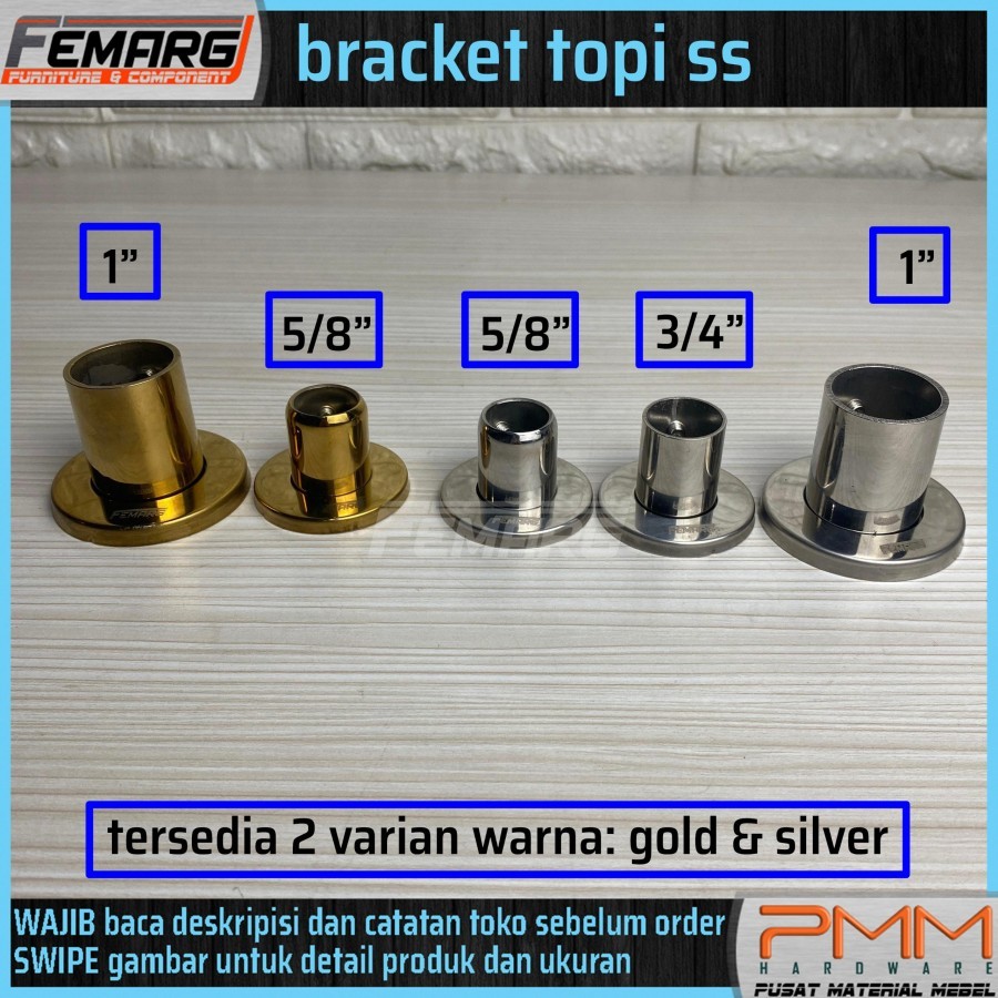 bracket topi pipa bulat SS FEMARG | braket ring topi stainless 5/8 3/4 dan 1 inch