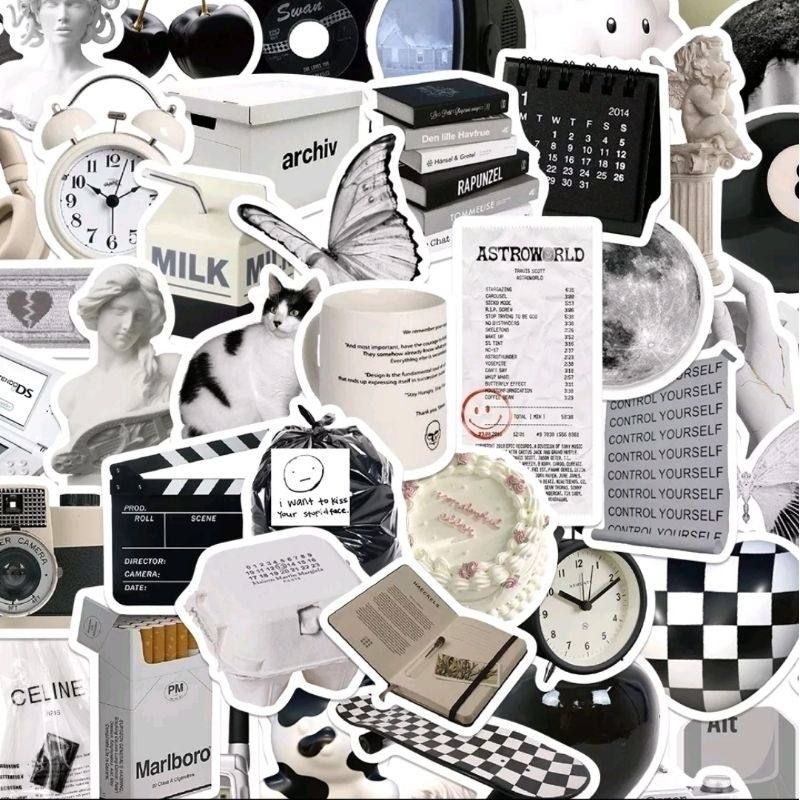 

15pcs/pack BLACK AND WHITE AESTHETIC STICKER / Sticker Aesthetic / Sticker waterproof / sticker case / sticker deco / journaling sticker