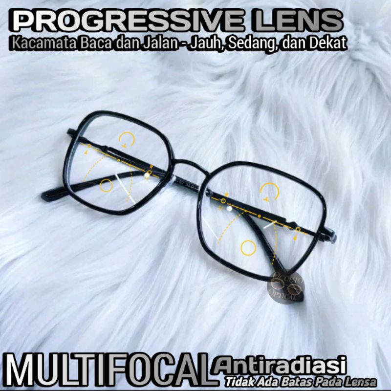 Kacamata Progresif Antiradiasi Wanita | Kacamata Baca Plus Jalan | Frame Kacamata Progresif 2109 Tre