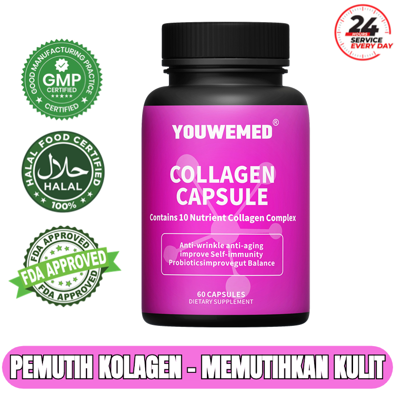 Kolagen, memutihkan kulit, menghaluskan kulit, meningkatkan elastisitas kulit, 60 kapsul