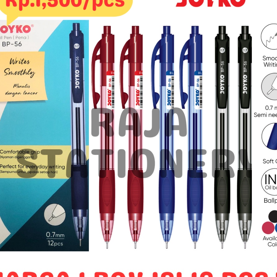 

KUALITAS TERJAMIN BALL PEN CLICKER 7 BLACK BLUE RED BOLPOIN PULPEN CETEK BP56 HITAM BIRU MERAH LUSIN 12PCS