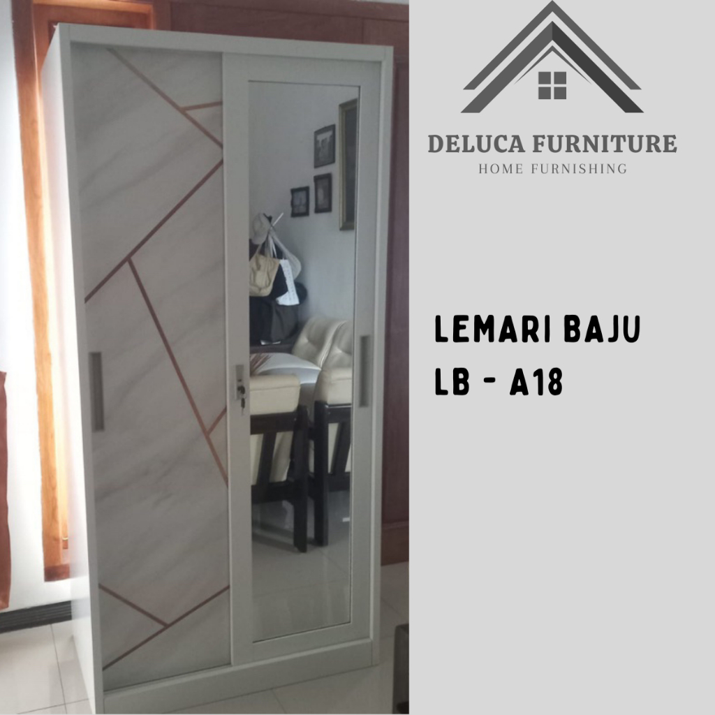 Lemari Baju Sliding Besi LB-A18 -Lemari Baju sliding - Lebar 90 cm (standart) - Lemari baju besi - L