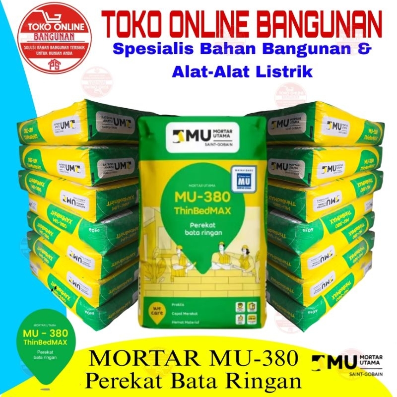 MORTAR UTAMA MU-380 THINBEDMAX PEREKAT BATA RINGAN 40 kg