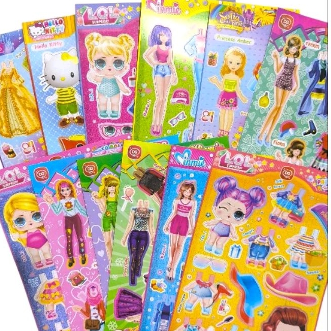 12 lembar Princess karakter pasang baju / bongkar pasang / mainan anak perempuan
