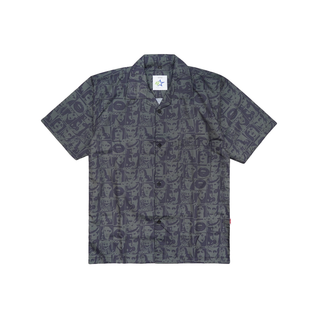 GDCK Shirt Green PERSON / Kemeja Printing Lengan pendek satin poliester