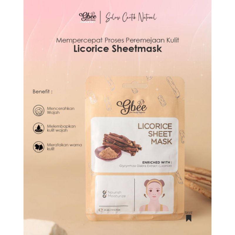 SHEET MASK LOCORICE GBEE GLOW BEAUTY