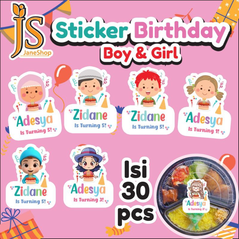 

Isi 30 pcs Sticker Ulang Tahun Anak Sticker Karakter Bento Birthday Sticker Anak souvenir