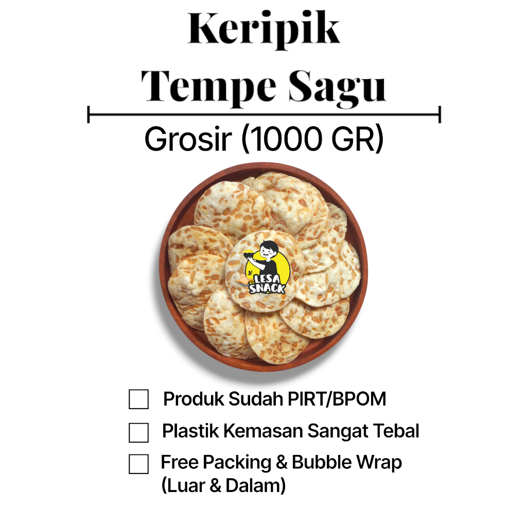 

Keripik Tempe Sagu Snack Kiloan Rasa Gurih & Renyah Kemasan 1 KG