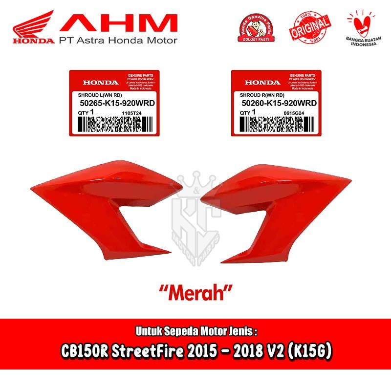 Kap Cover Tangki Depan Honda CB150R CB 150 R LED V2 Merah Original AHM 50260 50265-K15-920WRD