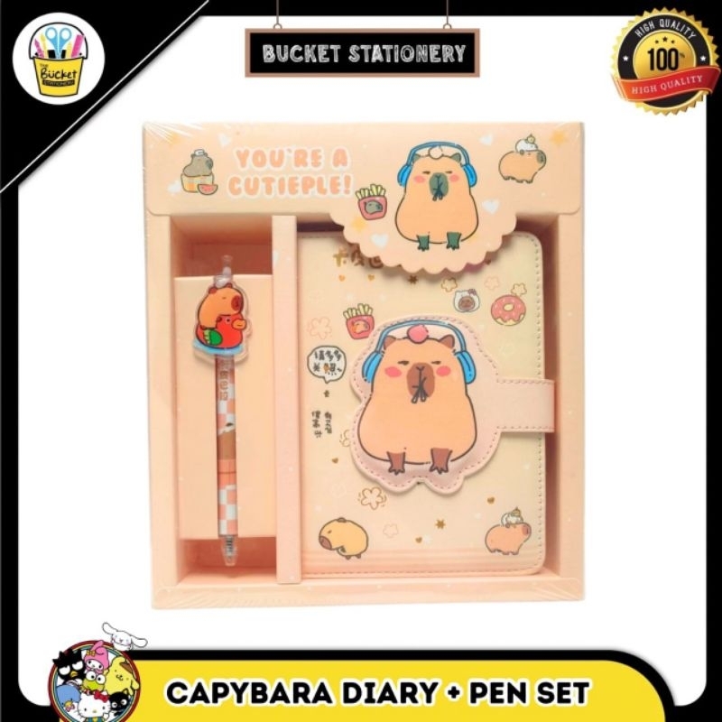 

2 in 1 set capybara/sanrio diary notebook plus pen PUCM106