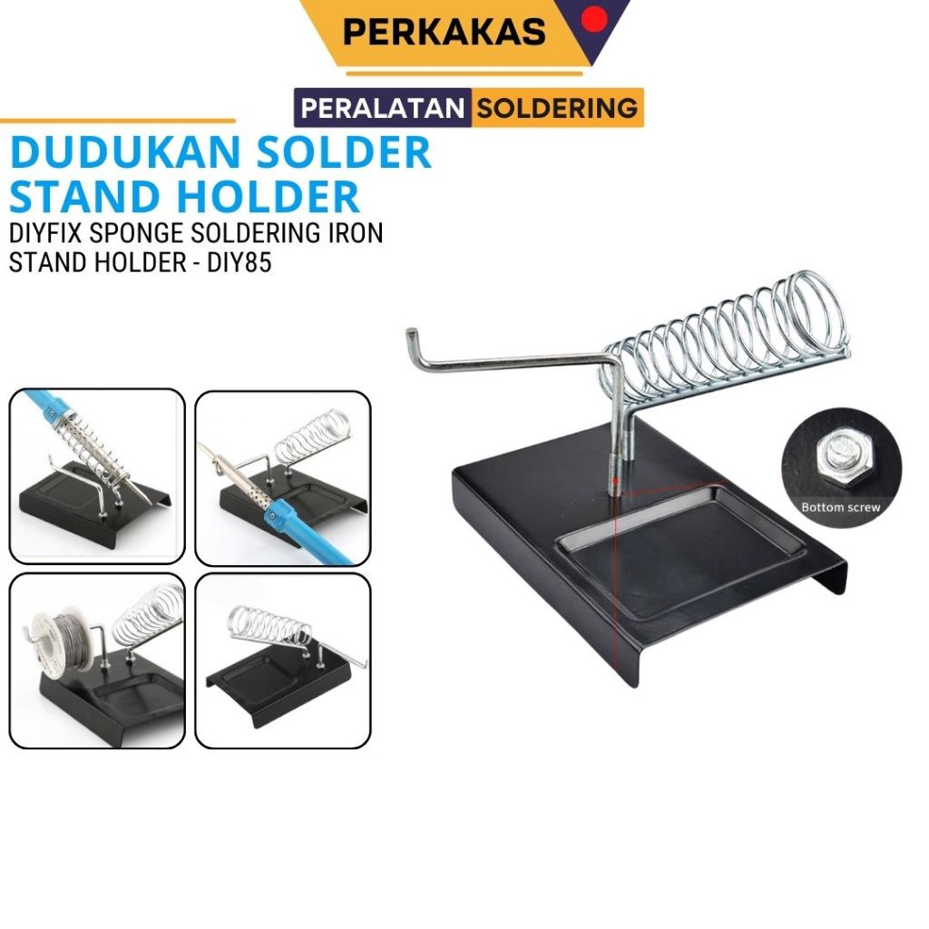 DIYFIX Dudukan Solder Kawat Las Sponge Soldering Iron Stand Holder DIY85 Black dengan Penyangga Spir