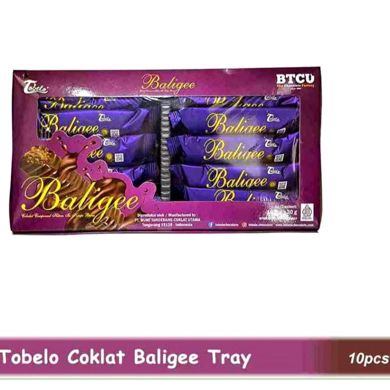 

Tobelo baligee coklat tray isi 10 pcs x 20gr perbox